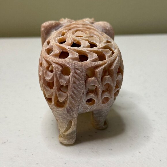 Carved Elephant Statue Figurine Mother Elephant with Baby Elephant Inside figure - Picture 6 of 10